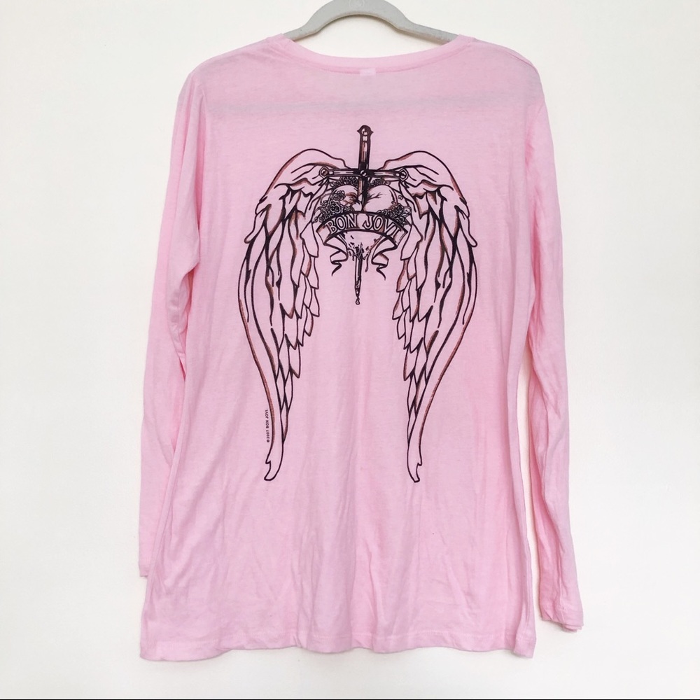 Bon Jovi Angel Wings Pink Long Sleeve Tee XXL